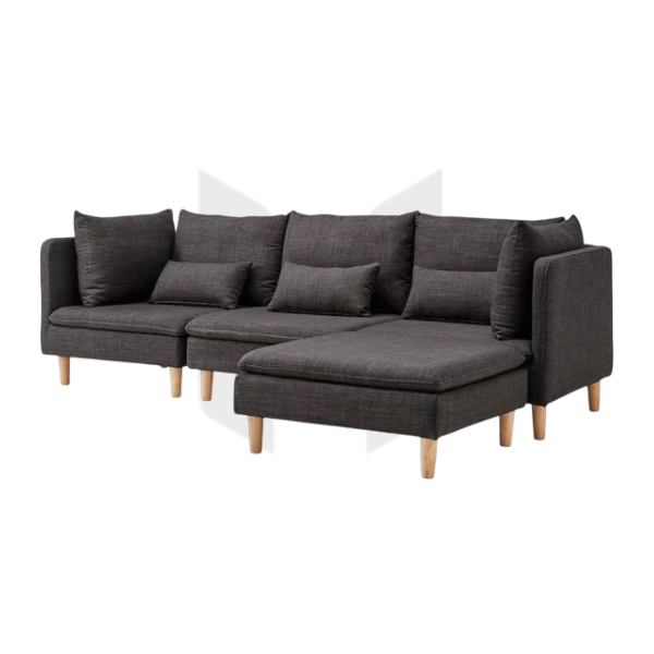 Ghế Sofa Góc Module Bọc Vải Kèm Gối Tựa Chân Gỗ MHSF159