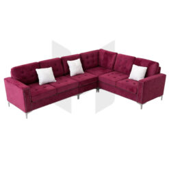 Ghế Sofa Góc Vải Nhung Chần Nút Viền Đinh Chân Kim Loại MHSF178
