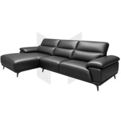 Sofa Góc Chữ L Bọc Da Thiết Kế Tựa Gật Gù Chân Kim Loại MHSF210