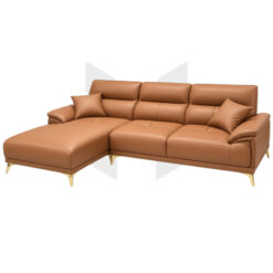 Sofa Góc Chữ L Bọc Da Tựa Thông Minh Chân Mạ PVD MHSF208